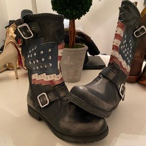 American flag moto/combat boots